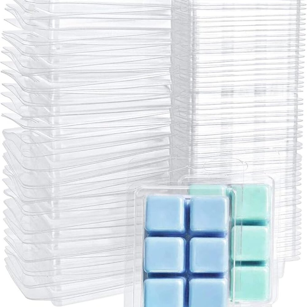 Plastic Wax Melt Clamshell Molds - 100 Pack